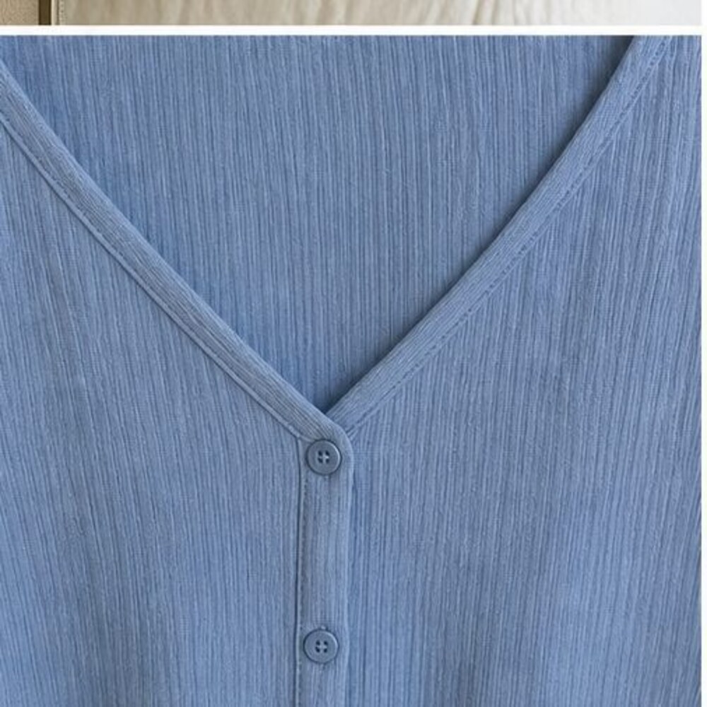 Blue Button Blouse - Picture 4 of 6